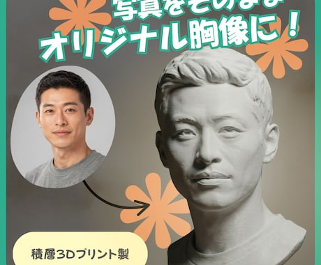 写真からそっくり立体（胸像）にします 1点から制作OK／プレゼントにも人気！ イメージ2