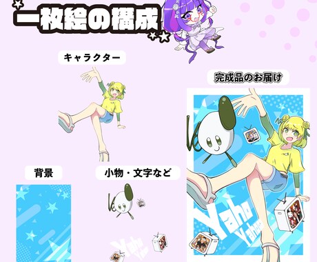 商用利用可！ポップな1枚絵を描きます YouTubeのサムネやED動画、グッズ制作やアイコンなどに イメージ2