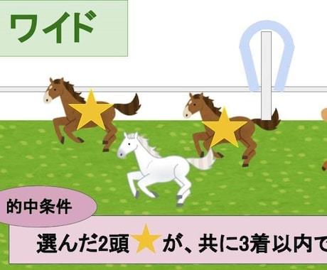 ワイド馬券で誰でも簡単に的中できる方法教えます 少額投資で始められ、競馬が大好きになります イメージ1