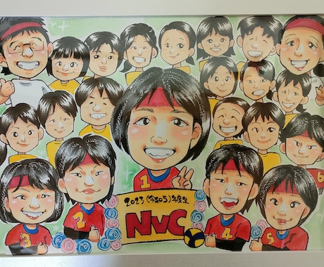 大人数様ご対応可能、【額付き】似顔絵描きます イメージ1