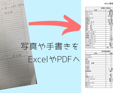 ExcelやPDFでそっくりそのまま作ります 写真や手書きの書類をExcelやPDFにします！ イメージ2