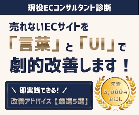 売れないECを現役プロがUIと世界観で改善します 売れないお悩み聞かせてください。改善案を5つ提案します。 イメージ1