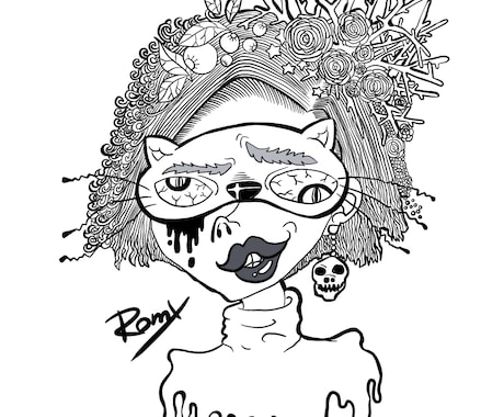 商用利用OK/メンヘラ病み系イラスト描きます ゴシック・ダーク・ホラー・闇・メンヘラ・病み系女子 イメージ1