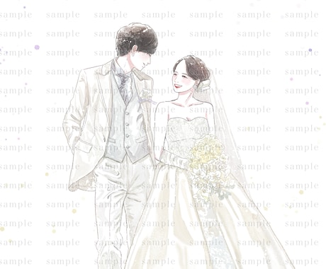 暖かいタッチでウエディングイラストお描きします 前撮りや挙式のお写真を記念にイラスト化しませんか？ イメージ2