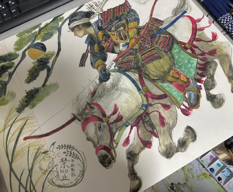 甲冑画を水彩で精密にお描きします サムネ、装画、挿絵などお届けします イメージ2