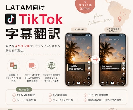 LATAM向けTikTok字幕を作成します ラテンアメリカ圏で自然に伝わるスペイン語の表現へ翻訳します イメージ1