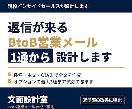 返信が来るBtoB営業メールを1通から設計します 返信が来ない原因は、文章力ではなく設計にあります イメージ1