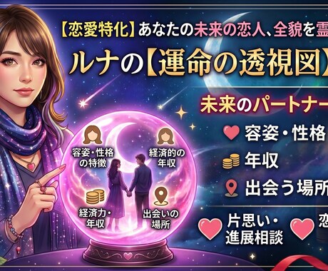 未来の恋人を霊視します 運命の方の特徴や、恋愛に特化したサービス イメージ1