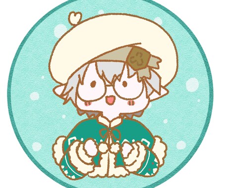 ゆるゆるミニキャラのアイコンを制作します クレヨン調の線画と水彩風の優しい色合いのふわふわイラストです イメージ2