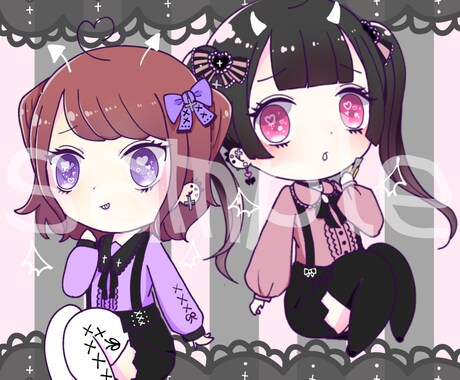 かわいいミニキャラアイコン描きます 商用利用可！背景透過verと背景付きのセットで提供します！ イメージ2