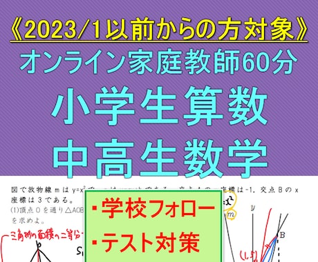 小中高対象！算数・数学のオンライン家庭教師をします 【2023/1以前からの方】指導歴17年！学校補習＆受験対策 イメージ1