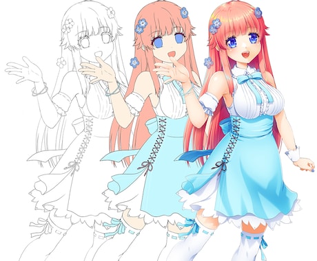 イラスト分業お受けします 線画のみや着色のみ、衣装だけのご依頼もお受けします！ イメージ1