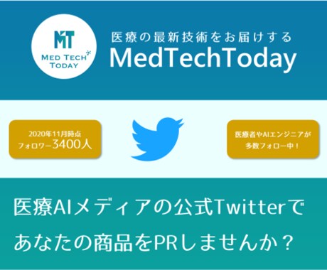 3400人の医療者向けにTwitterでPRします 医療メディアの公式Twitterであなたの商品をPRします イメージ1