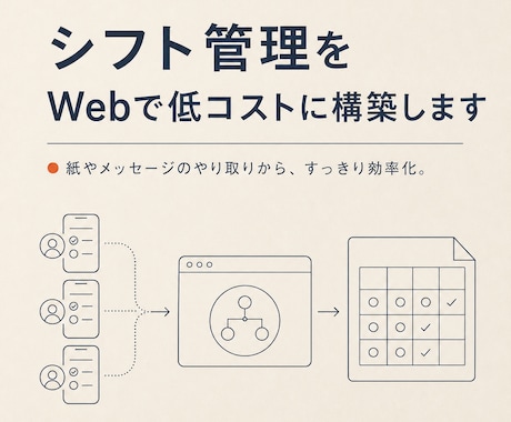シフト管理をWebで低コストに構築します 店舗の人数に合う、小さなシフト管理の仕組みを作ります イメージ1