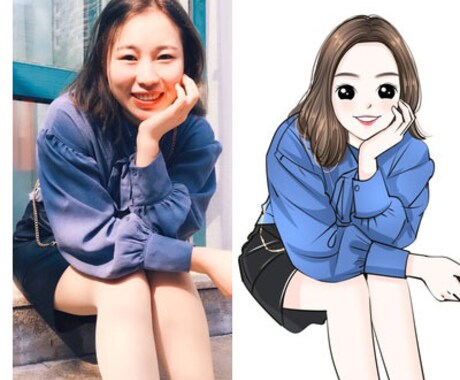 格安！写真を元に可愛いアニメ風の似顔絵を描きます お写真を元に似顔絵イラストをお描きします！ イメージ2