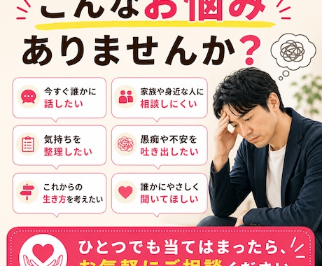 誰にも話せないお悩みを30分チャットでお聞きします 家族・人間関係・予期せぬトラブル・人には言いにくい事情 イメージ2