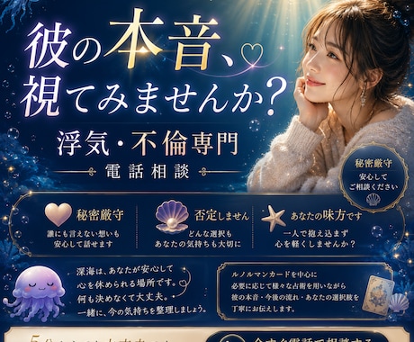 浮気・不倫の悩み、否定せずお聞きします 誰にも言えない恋も、一人で抱えなくて大丈夫。 イメージ1