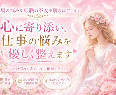 職場の悩みや転職の不安を解きほぐします 心に寄り添い、仕事の悩みを優しく整えます イメージ1