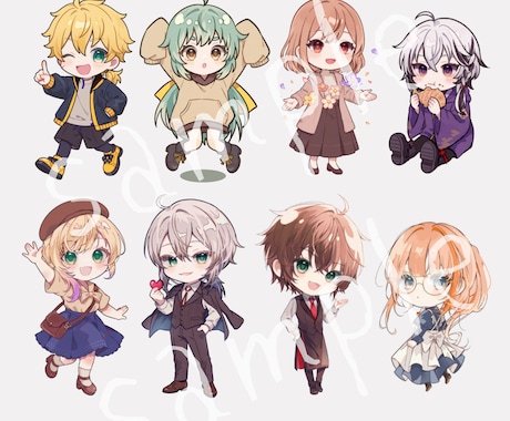 ミニキャラ、デフォルメイラスト作成いたします アイコン、グッズ作成などに。TRPGの自陣など歓迎！ イメージ2