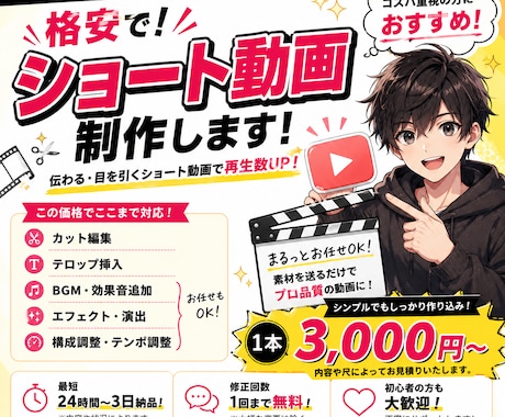 ショート動画作成をします 「編集する時間がない」 そんな方のお手伝いをします！ イメージ1