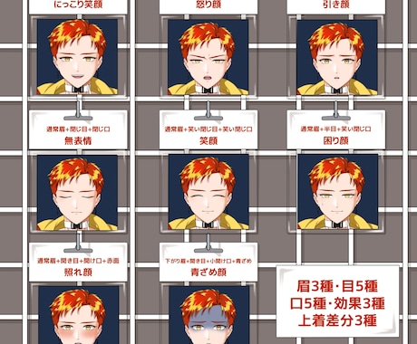 和風サイバーパンクな男子立ち絵を販売します 表情組み替え可能、上着差分ありの自由度高めの立ち絵です イメージ2