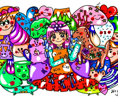 待ち受けにおすすめの一枚絵を描きます ついつい笑顔になっちゃうカラフルポップな一枚絵 イメージ1