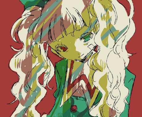 退廃的ポップな世界観のニ色塗り。一枚絵を制作します 唯一無二のパンクな世界観！あなたに届けます。 イメージ1