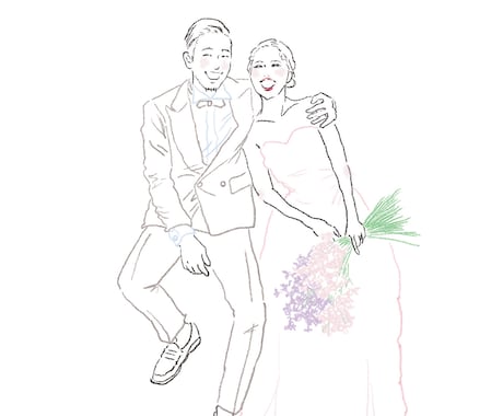 お写真を元にシンプルで可愛いイラスト描きます 結婚式やお祝い年賀状、お部屋に飾っても！ イメージ2