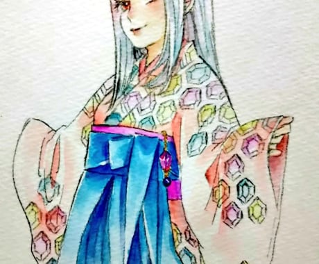 アナログ水彩イラストでアイコン描きます 【大切なオリキャラ】を水彩で！ご希望の方には原画送付もします イメージ1