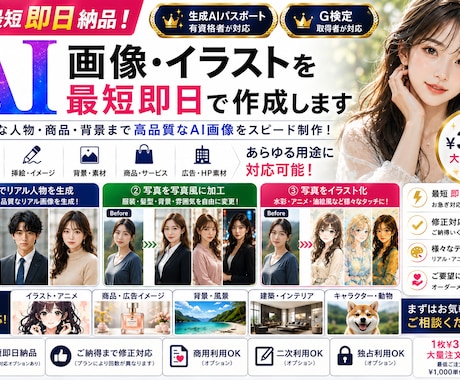 AI画像を最短即日で作成します 有資格者が高品質なAI画像をスピード・低価格で イメージ1