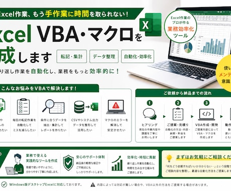 Excel VBA・マクロを作成します 転記・集計・チェック作業を自動化します イメージ1