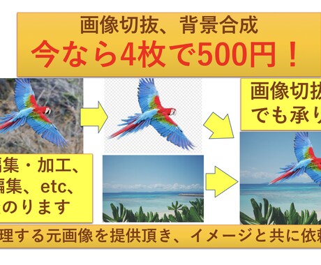 画像の切り抜き、背景加工承ります ちょっと試してみたいと言う、軽い気持ちでどうぞ。 イメージ1