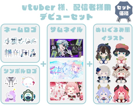 ロゴ、サムネイル、イラストのセットを制作します デビューや記念におすすめです。 イメージ1