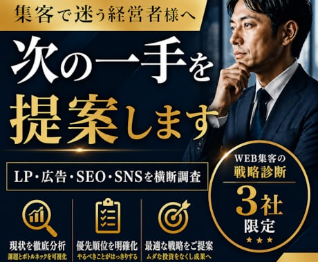 次の集客に迷うあなたへ。最適の戦略を提案します SNS？広告？今の御社に「本当に必要な施策」を調査します イメージ1