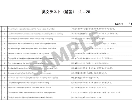 Excelで英文テストを自動生成します 入力するだけで簡単に15問のテストが完成！ イメージ2