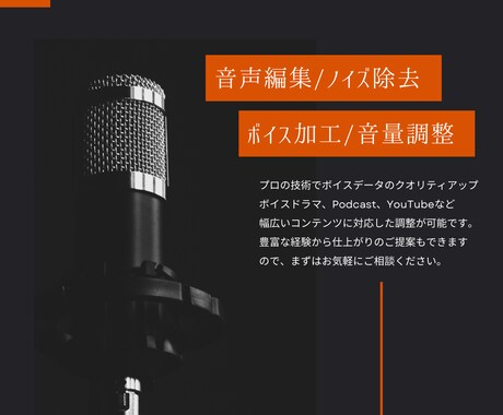 音声データのノイズ除去/音量調整/編集いたします イメージ1
