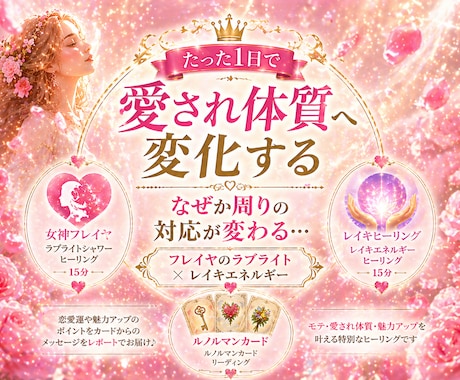 1日で女神フレイヤのパワーとレイキでモテさせます 魅力アップ、愛され体質、人間関係を円滑にさせます イメージ2