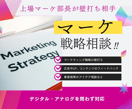 現役プロがマーケティング戦略の壁打ち相手になります 上場企業マーケ部長が戦略から個別施策のフィードバックまで イメージ1