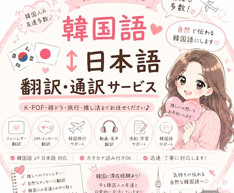 日本語⇆韓国語 日本語の想いを韓国語へ翻訳し（ます 日本語の想いを自然な韓国語へ☆日本語の美しさはそのまま！ イメージ1