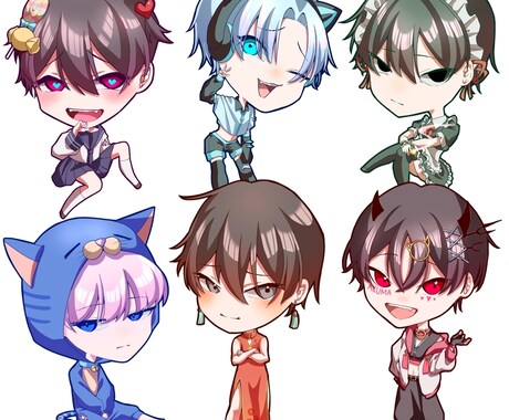 アニメ塗りの目立つSDイラスト描きます 商用利用OK！3種類の絵柄が選べる！ イメージ1