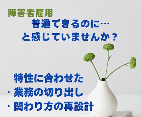 特性に合った業務切り出し・関わり方の再設計をします 「普通できるのに…」と感じたことはありませんか？ イメージ1