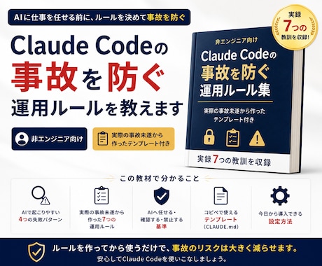 Claude Codeの事故を防ぐルールを教えます 非エンジニア向け｜実際の事故未遂から作ったテンプレート付き イメージ1