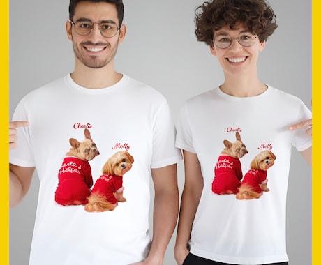 ペットのお写真でオリジナルTシャツつくります 写真と名前を送るだけ。ペットとの思い出に。プレゼントOK！ イメージ2