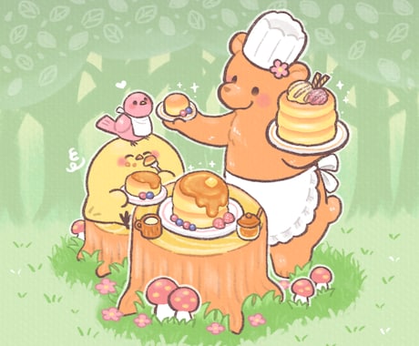 アイコン使用可！ゆるふわ可愛いイラスト描きます ★動物、人物、食べ物、どんなモノもゆるふわテイストに★ イメージ2