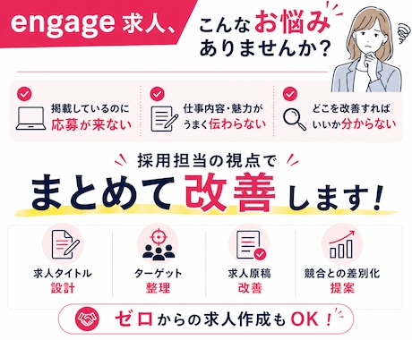 engage特化◆応募される求人票を設計します engage運用経験者が検索・クリック・応募まで考えて設計！ イメージ2
