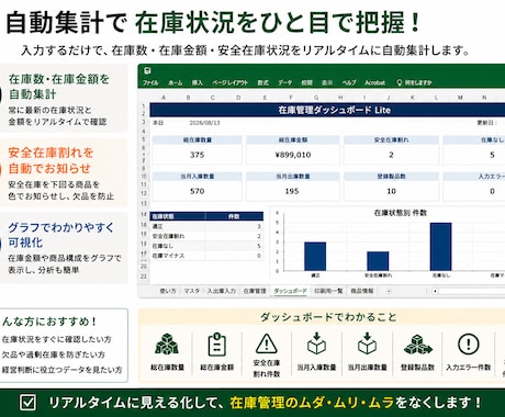 在庫管理Excelを自動化します 製造業向け｜入力だけで在庫を自動集計 イメージ2