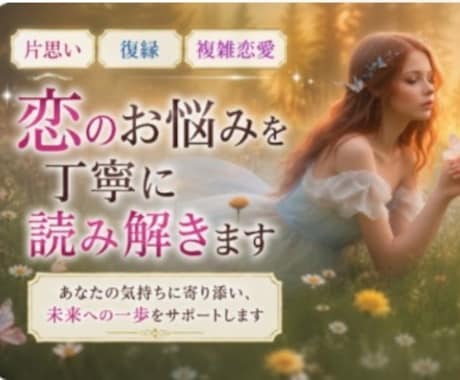 片思い・復縁・複雑恋愛のお悩みを丁寧に読み解きます あなたの気持ちに寄り添いお話を伺います イメージ1