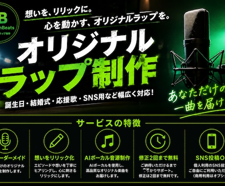 あなただけのオリジナルラップを制作します イメージ1