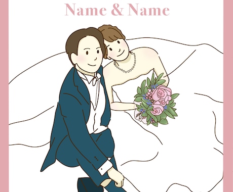 韓国テイストのウェディングイラスト・似顔絵描きます 即対応可能！大切な日をあなただけの一枚で彩れませんか？ イメージ1