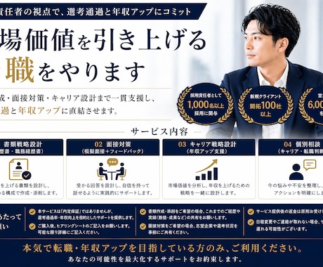 話すだけ！採用責任者が職務経歴書作成します 採用責任者の視点で、通過する書類と受かる面接を設計します イメージ1